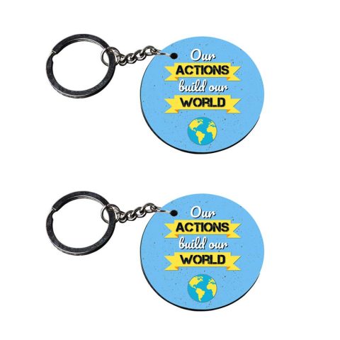 Crafty Worth | quotes keychain for love | keychain for yamaha fz Printed Wooden Keychains | Circle Shape Set of 2 keyrings 2×2 inch