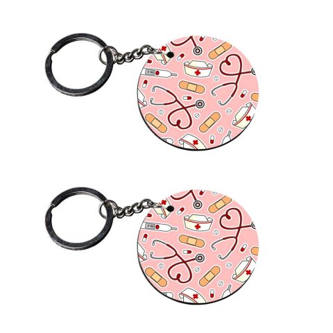 Crafty Worth | medical keychain | 808 keychain camera customized keychain with photo Printed Wooden Keychain| Circle Shape Set of 2 keyrings 2×2 inch