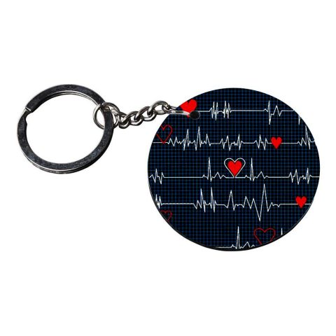 Crafty Worth | heart beat key chain | keychain bottle opener customized keychain with photo Printed Wooden Keychain| Circle Shape Set of 2 keyrings 2×2 inch - alternate view