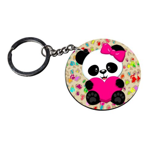 Crafty Worth | panda keychains cute | keychain 2020 model model customized keychain with photo Printed Wooden Keychain| Circle Shape Set of 2 keyrings 2×2 inch - alternate view