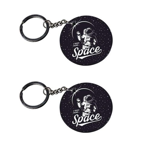 Crafty Worth | astronaut keychain | h keychain in 10 rupees customized keychain with photo Printed Wooden Keychain| Circle Shape Set of 2 keyrings 2×2 inch