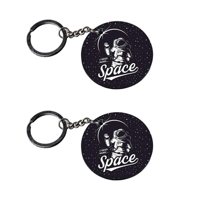Round Astronaut Space Theme Keychain