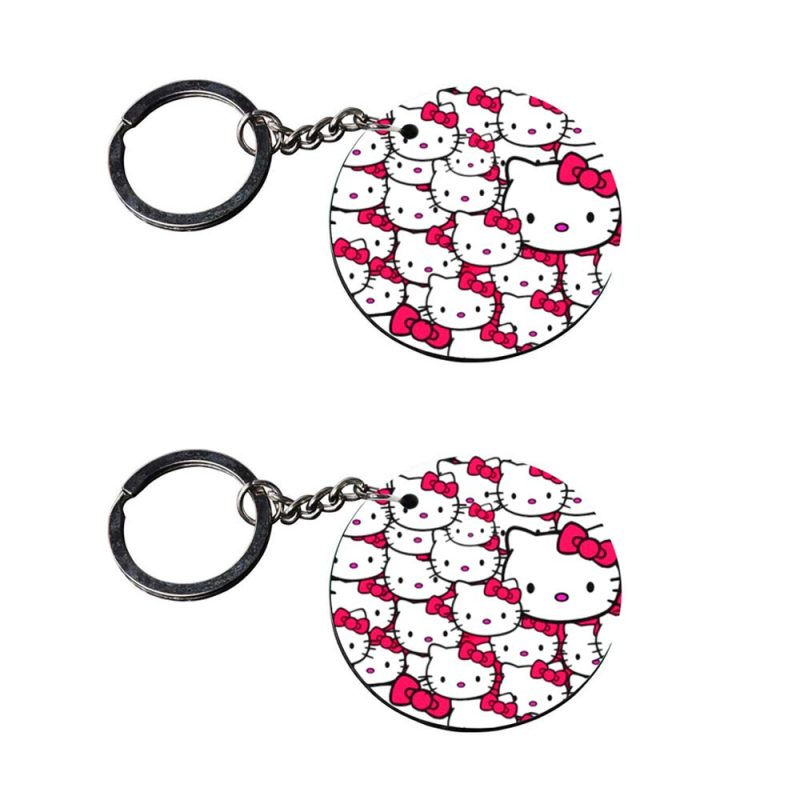 Round Hello Kitty Pattern Keychain