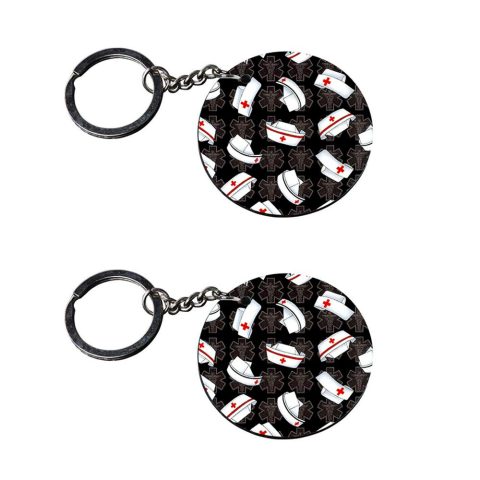 Crafty Worth | keychains for nurse | keychain bullet customized keychain with photo Printed Wooden Keychain| Circle Shape Set of 2 keyrings 2×2 inch