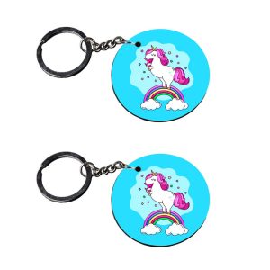 | unicorn keychain for girls | keychain for wife customized keychain with photo Printed Wooden Keychain| Circle Shape Set of 