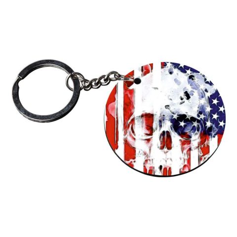 Crafty Worth | american flag keychains | keychain for car customized keychain with photo Printed Wooden Keychain| Circle Shape Set of 2 keyrings 2×2 inch - alternate view