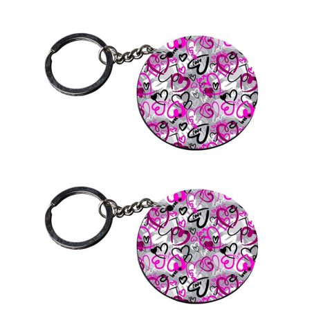 Crafty Worth | heart keychain | d keychain for girls customized keychain with photo Printed Wooden Keychain| Circle Shape Set of 2 keyrings 2×2 inch