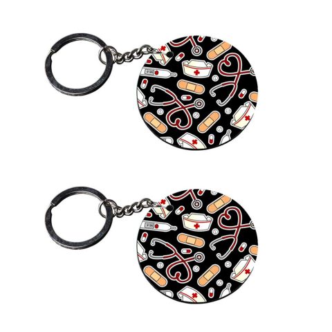 Crafty Worth | medical keychain | keychain emoji customized keychain with photo Printed Wooden Keychain| Circle Shape Set of 2 keyrings 2×2 inch