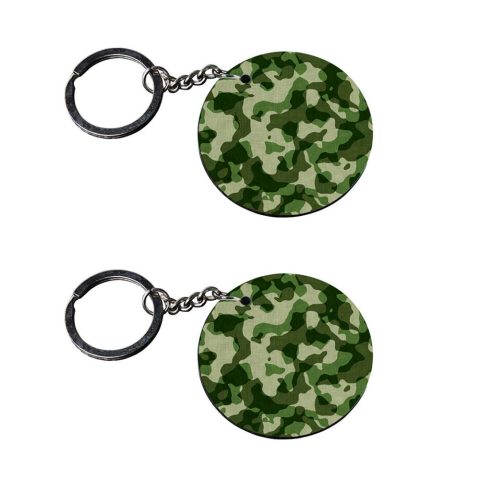 Crafty Worth | army texture keychain | keychain s customized keychain with photo Printed Wooden Keychain| Circle Shape Set of 2 keyrings 2×2 inch