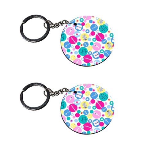 Crafty Worth | medical keychain | keychain keychain fancy customized keychain with photo Printed Wooden Keychain| Circle Shape Set of 2 keyrings 2×2 inch
