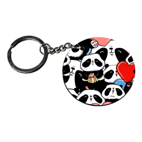 Crafty Worth | panda keychains for girls | keychain 60 customized keychain with photo Printed Wooden Keychain| Circle Shape Set of 2 keyrings 2×2 inch - alternate view