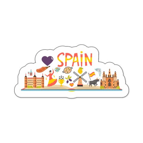 Crafty Worth | Spain Theme Souvenir Wooden Refrigerator Stylish Fridge Magnet Perfect Souvenir Gift for Brother, Sister, Kids | Home Decor | Kitchen Decor | Pack of 1 | Multicolor