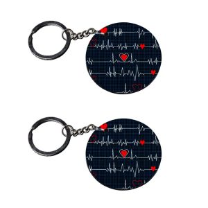 | heart beat key chain | keychain bottle opener customized keychain with photo Printed Wooden Keychain| Circle Shape Set of 2