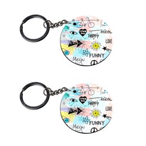 | love you keychain | keychain qr code customized keychain with photo Printed Wooden Keychain| Circle Shape Set of 2 keyrings