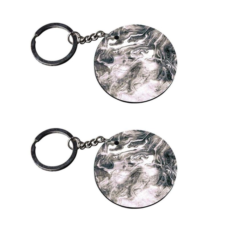 Round Marble Print Custom Keychain