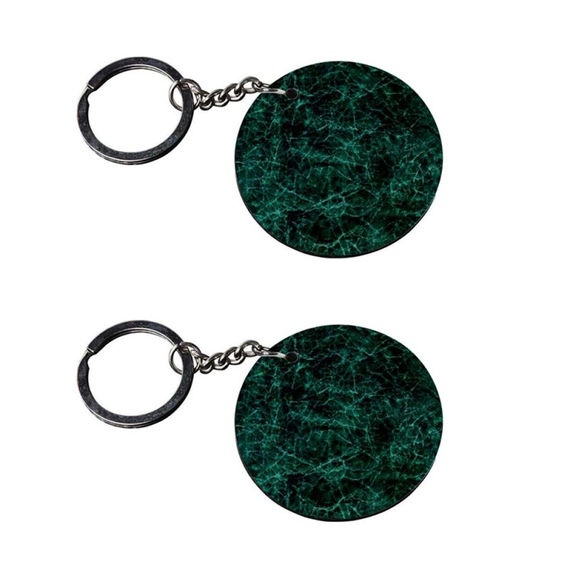 Round Green Marble Pattern Keychain