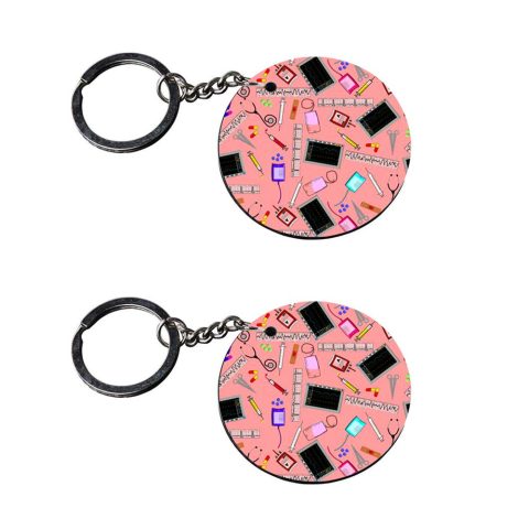 Crafty Worth | key chain for girls cute under 100 | keychain stand for home customized keychain with photo Printed Wooden Keychain| Circle Shape Set of 2 keyrings 2×2 inch