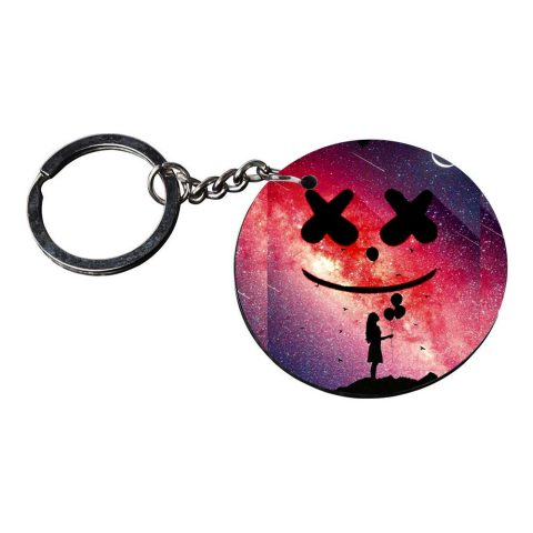 Crafty Worth | X X smily marshmallow keychain | p keychain customized keychain with photo Printed Wooden Keychain| Circle Shape Set of 2 keyrings 2×2 inch - alternate view