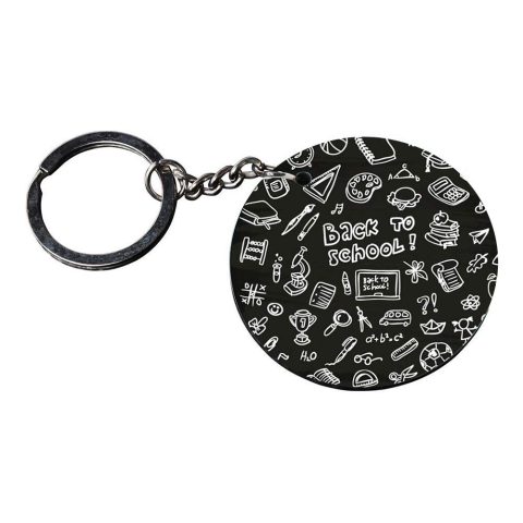 Crafty Worth | back to school keychain | keychain tag customized keychain with photo Printed Wooden Keychain| Circle Shape Set of 2 keyrings 2×2 inch - alternate view