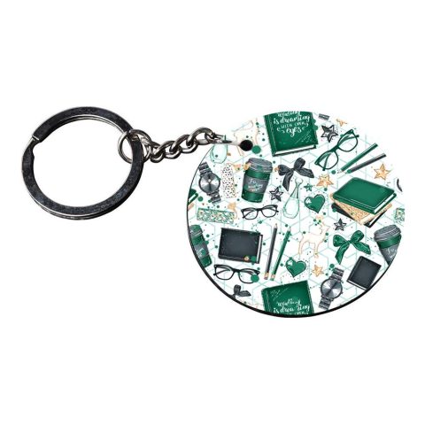 Crafty Worth | keychain with texture | a keychain for girls customized keychain with photo Printed Wooden Keychain| Circle Shape Set of 2 keyrings 2×2 inch - alternate view