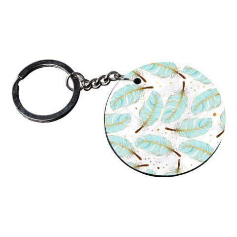 Crafty Worth | feather texture keychain | keychain for friends forever customized keychain with photo Printed Wooden Keychain| Circle Shape Set of 2 keyrings 2×2 inch - alternate view