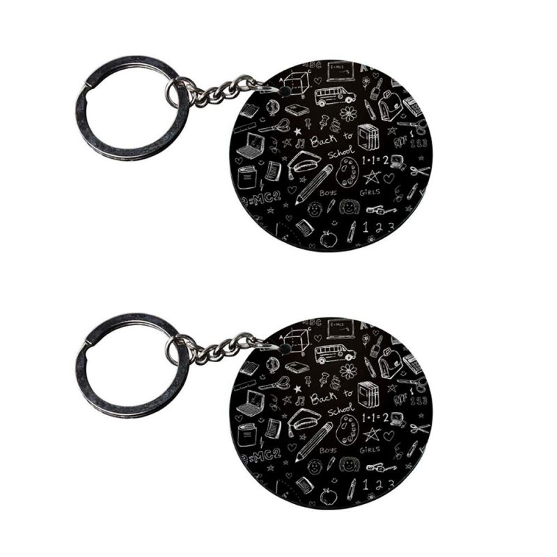 Crafty Worth | back to school keychain | s keychain under 50 customized keychain with photo Printed Wooden Keychain| Circle Shape Set of 2 keyrings 2x2 inch