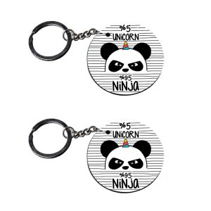 | panda unicorn | keychain 4 customized keychain with photo Printed Wooden Keychain| Circle Shape Set of 2 keyrings 2x2 inch