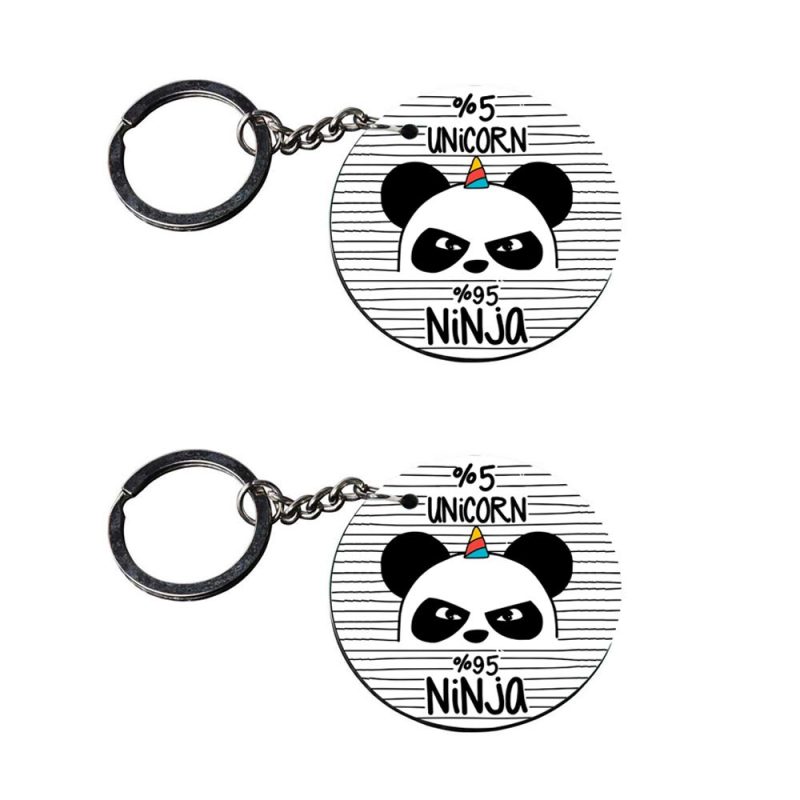 Round Panda Ninja Unicorn Keychain Set