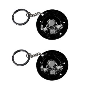 | Space men keychain | keychain id card holder customized keychain with photo Printed Wooden Keychain| Circle Shape Set of 2 