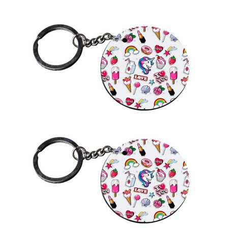 Crafty Worth | i love you key chains | keychain bike customized keychain with photo Printed Wooden Keychain| Circle Shape Set of 2 keyrings 2×2 inch