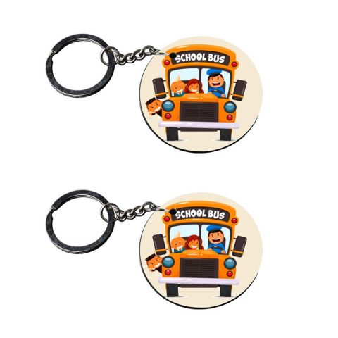Crafty Worth | school key chain | c keychain for door opening customized keychain with photo Printed Wooden Keychain| Circle Shape Set of 2 keyrings 2×2 inch