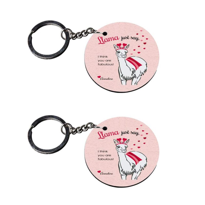 Crafty Worth | key chain for girls cute | Keychain for girls customized keychain with photo Printed Wooden Keychain| Circle Shape Set of 2 keyrings 2x2 inch