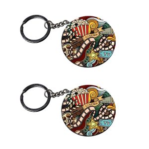 | keychain with texture | d keychain customized keychain with photo Printed Wooden Keychain| Circle Shape Set of 2 keyrings 2