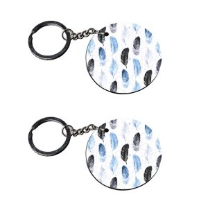| feather keychain | keychains for girls customized keychain with photo Printed Wooden Keychain| Circle Shape Set of 2 keyrin