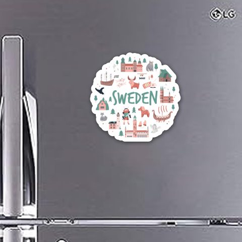 Crafty Worth | Sweden Theme Souvenir Wooden Refrigerator Stylish Fridge Magnet – Sweden Printed Design Perfect Souvenir Gift for Brother, Sister, Kids | Fridge Decoration | Kitchen Decor | Pack of 1 - alternate view