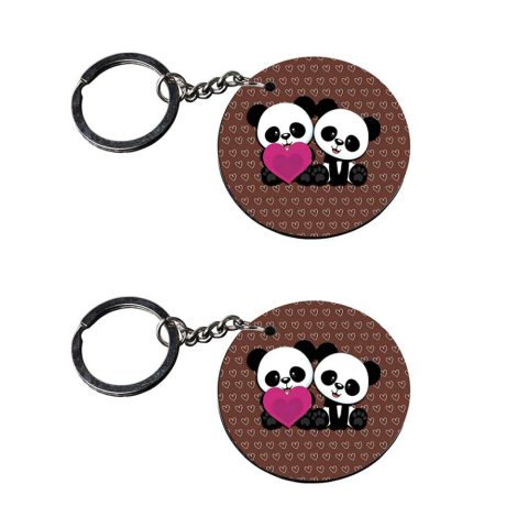 Crafty Worth | panda keychains for boys | keychain 3d laser photo edit customized keychain with photo Printed Wooden Keychain| Circle Shape Set of 2 keyrings 2×2 inch