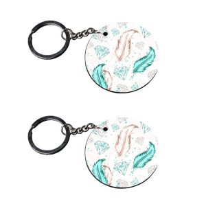 | feather keychain | c keychain for door opening customized keychain with photo Printed Wooden Keychain| Circle Shape Set of 