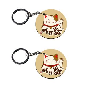 | cat keychain for girls | keychain for bike customized keychain with photo Printed Wooden Keychain| Circle Shape Set of 2 ke