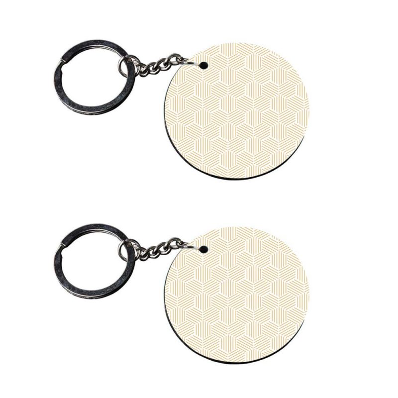 Geometric Pattern Round Keychain Set