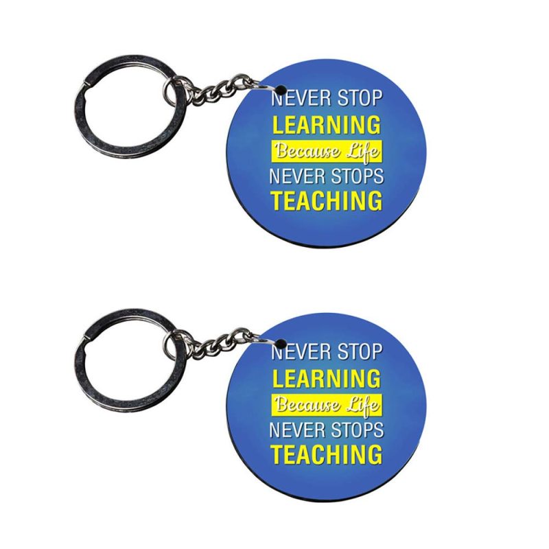Never Stop Learning Quote Keychain