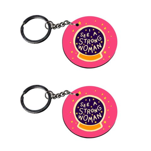 Crafty Worth | Keychain for girls latest | s keychain for girls customized keychain with photo Printed Wooden Keychain| Circle Shape Set of 2 keyrings 2×2 inch
