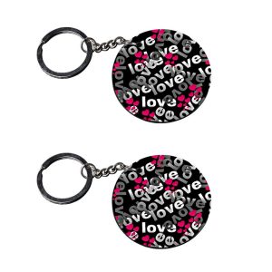 | love keychain | keychain holder customized keychain with photo Printed Wooden Keychain| Circle Shape Set of 2 keyrings 2x2 