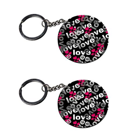 Crafty Worth | love keychain | keychain holder customized keychain with photo Printed Wooden Keychain| Circle Shape Set of 2 keyrings 2×2 inch
