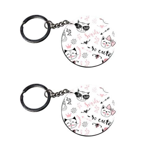 Crafty Worth | c keychains for girls | keychain personalized Printed Wooden Keychains | Circle Shape Set of 2 keyrings 2×2 inch