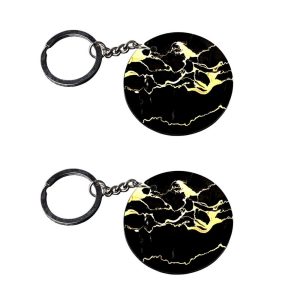 Crafty Worth black marble photo keychain for bike and car set of 2