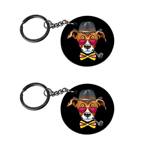 Crafty Worth | dog keychain for dog lovers | keychain for kids books Printed Wooden Keychains | Circle Shape Set of 2 keyrings 2×2 inch
