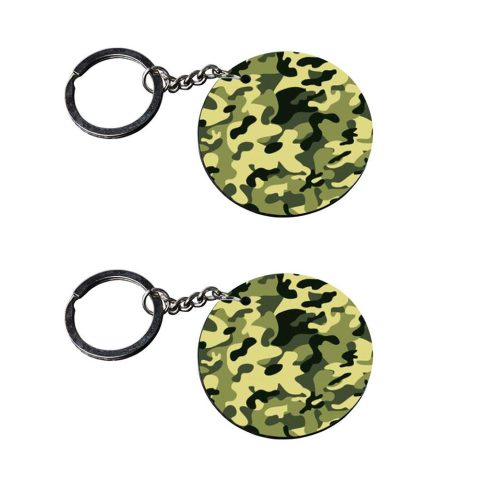 Crafty Worth | army texture keychain | f keychain customized keychain with photo Printed Wooden Keychain| Circle Shape Set of 2 keyrings 2×2 inch