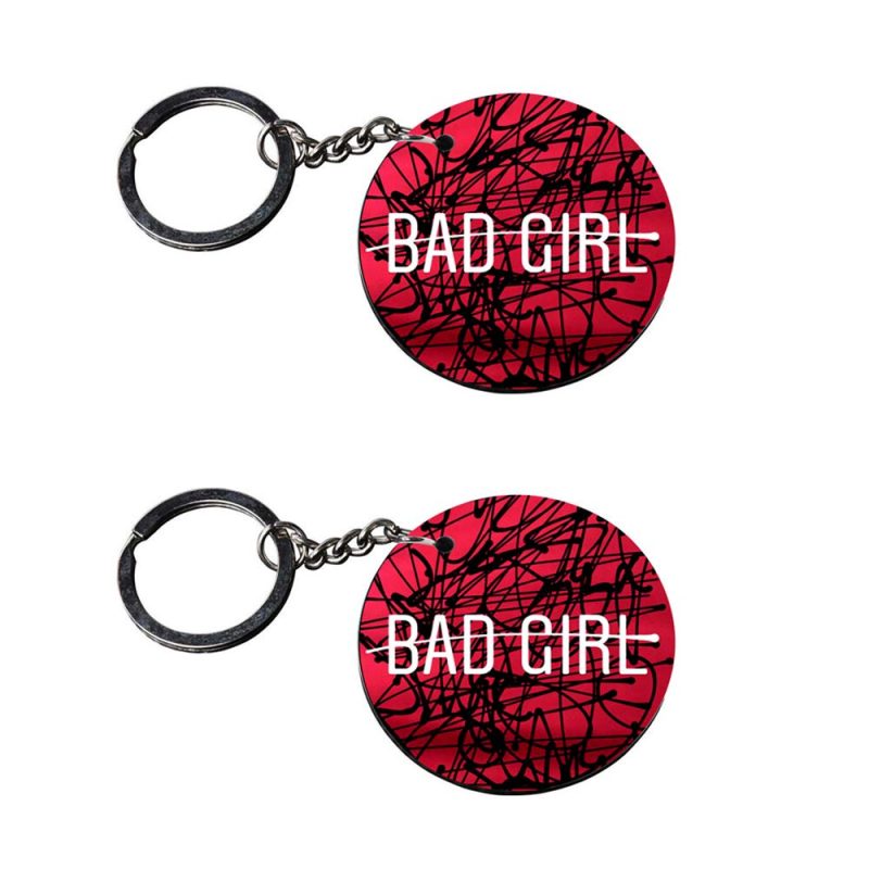Bad Girl Round Graphic Keychain