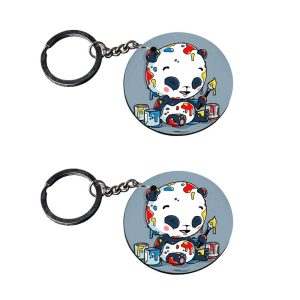 | panda rubber keychain | keychain 50rs customized keychain with photo Printed Wooden Keychain| Circle Shape Set of 2 keyring