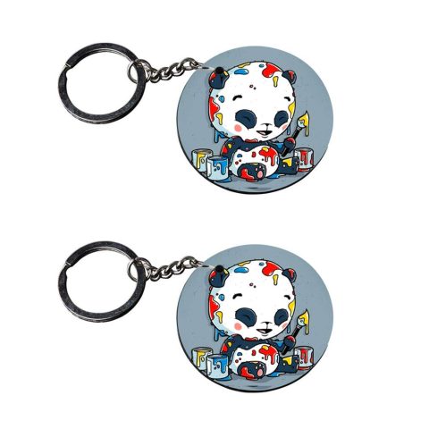 Crafty Worth | panda rubber keychain | keychain 50rs customized keychain with photo Printed Wooden Keychain| Circle Shape Set of 2 keyrings 2×2 inch